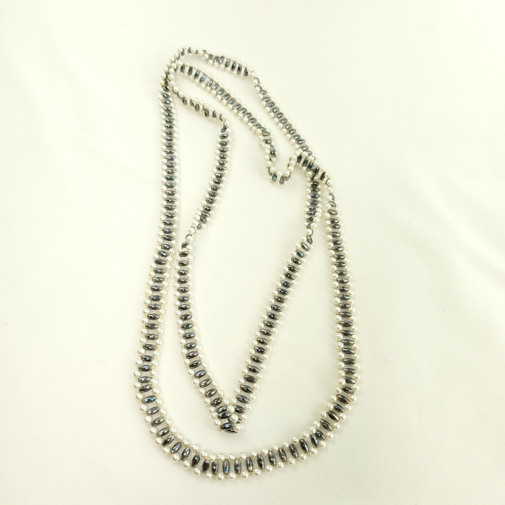 Ivory and Gray Beaded Necklace